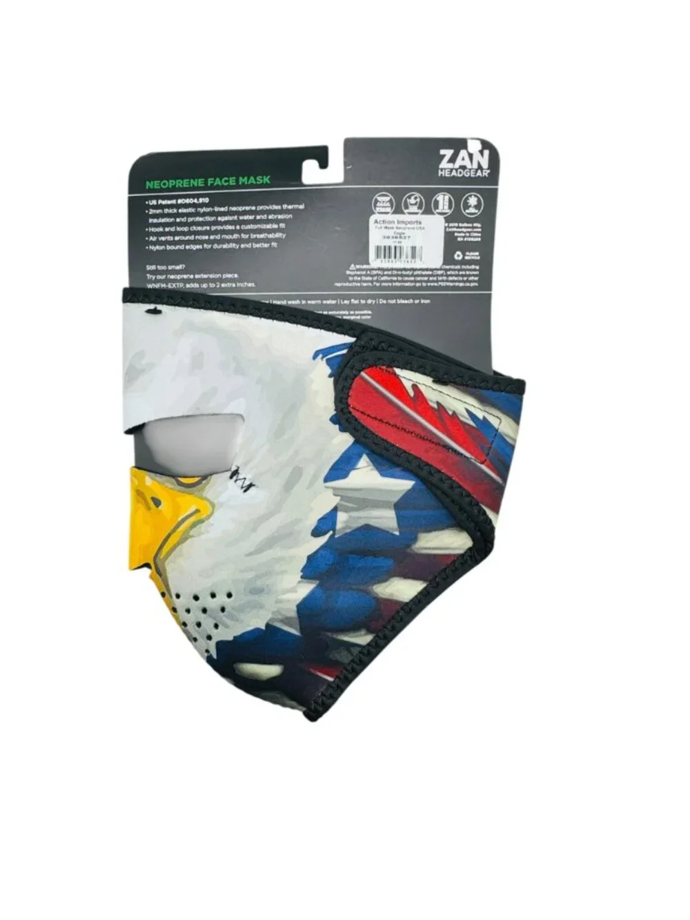 Zan Headgear Neoprene Face Mask With Eagle & Flag Design